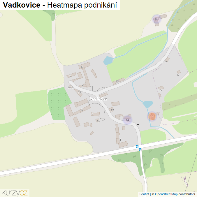 Mapa Vadkovice - Firmy v části obce.