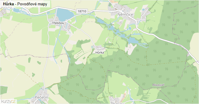 Hůrka - záplavové mapy stoleté vody