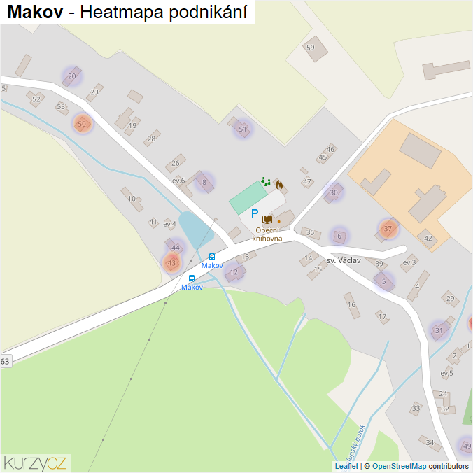 Mapa Makov - Firmy v části obce.