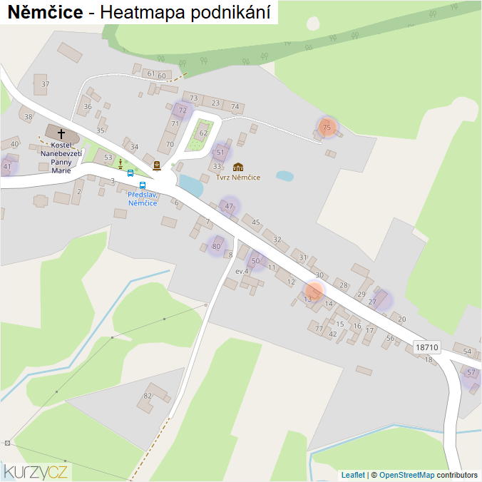 Mapa Němčice - Firmy v části obce.