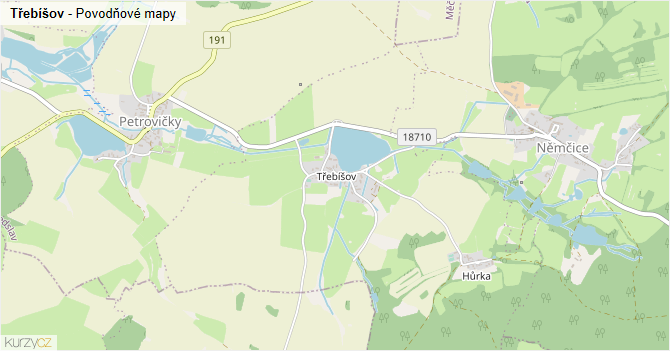 Třebíšov - záplavové mapy stoleté vody
