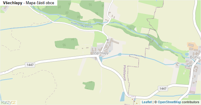 Všechlapy - mapa části obce