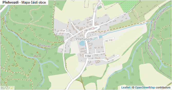 Přehvozdí - mapa části obce