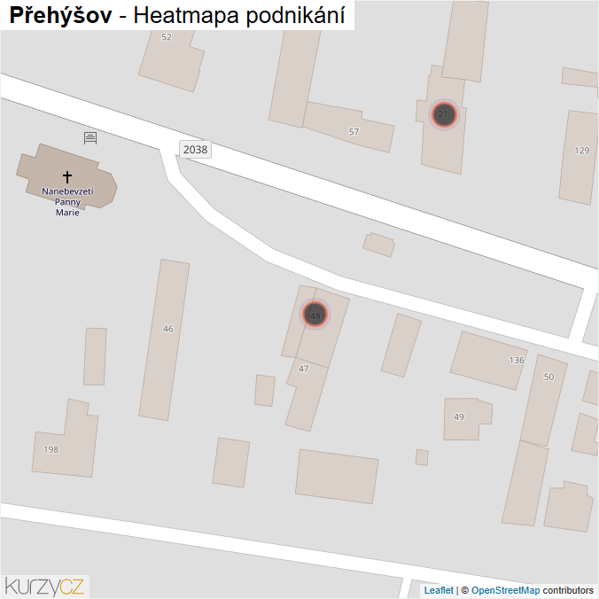 Mapa Přehýšov - Firmy v obci.