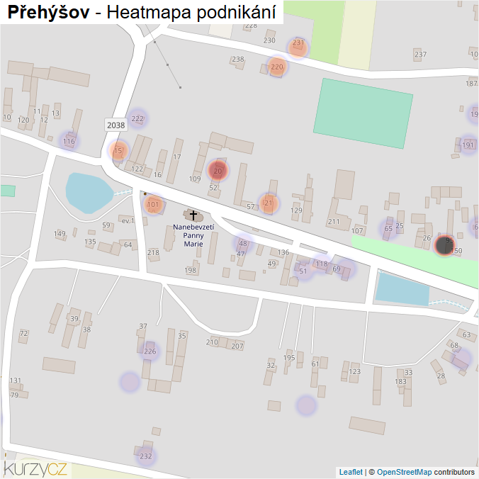 Mapa Přehýšov - Firmy v části obce.