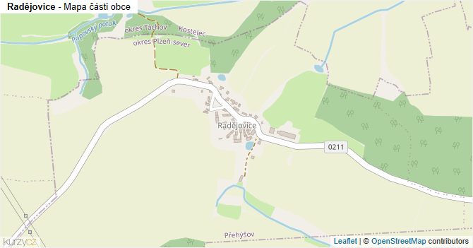 Radějovice - mapa části obce