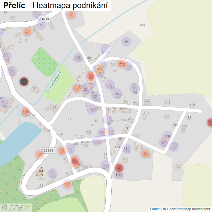 Mapa Přelíc - Firmy v části obce.