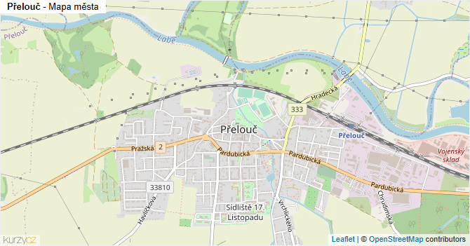Přelouč - mapa města
