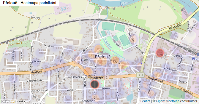 Přelouč - mapa podnikání