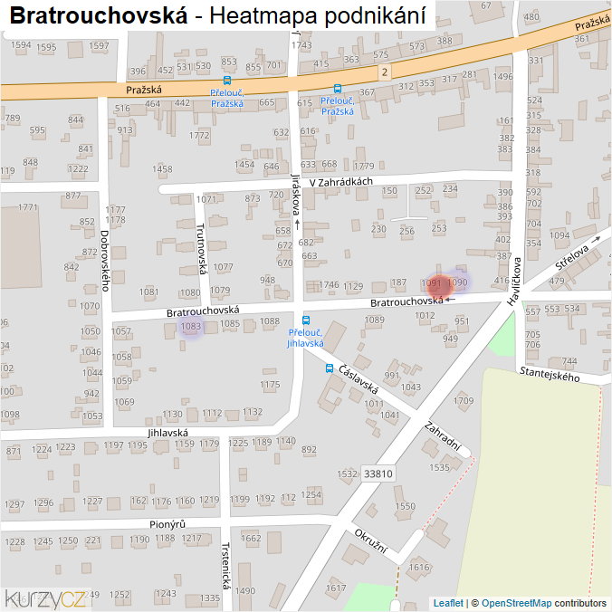 Mapa Bratrouchovská - Firmy v ulici.