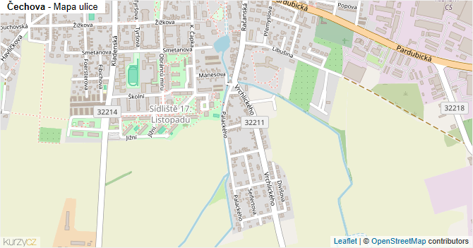 Čechova - mapa ulice
