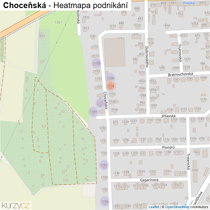 Mapa Choceňská - Firmy v ulici.