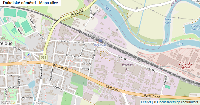 Dukelské náměstí - mapa ulice
