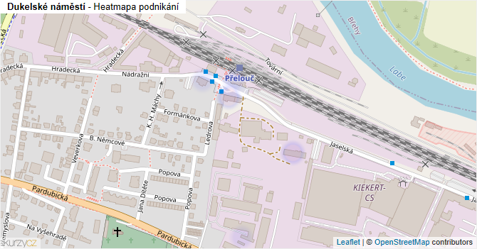 Dukelské náměstí - mapa podnikání