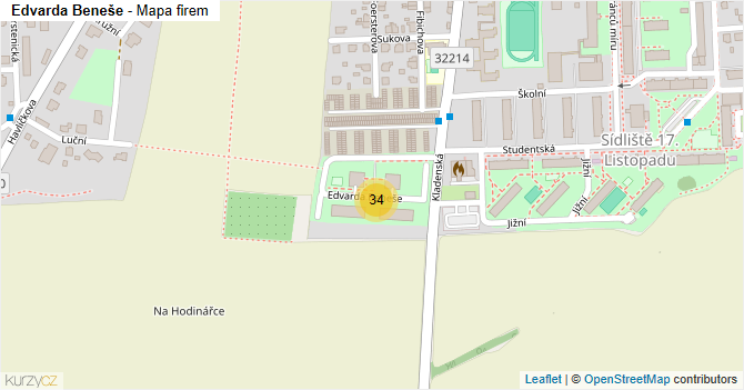 Edvarda Beneše - mapa firem