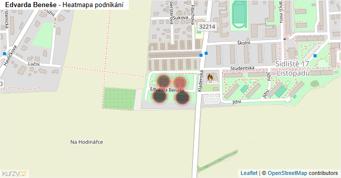 Edvarda Beneše - mapa podnikání