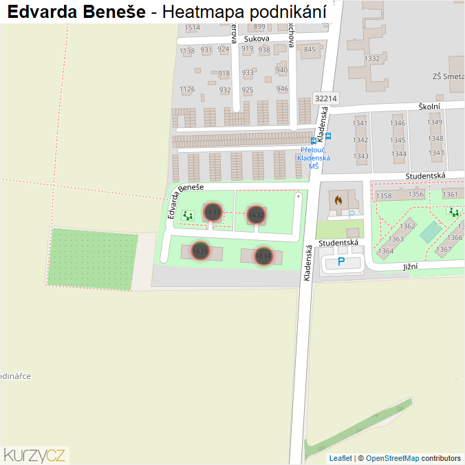 Mapa Edvarda Beneše - Firmy v ulici.