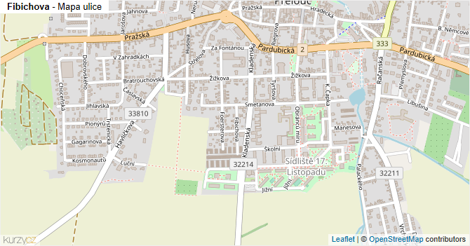 Fibichova - mapa ulice