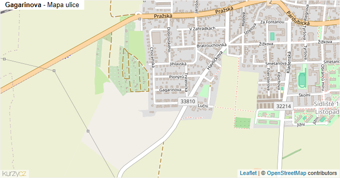 Gagarinova - mapa ulice