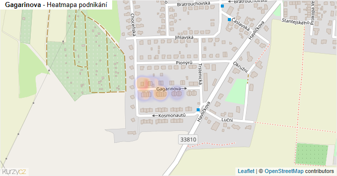 Gagarinova - mapa podnikání