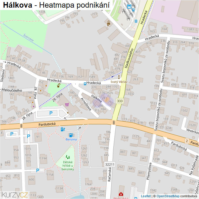 Mapa Hálkova - Firmy v ulici.