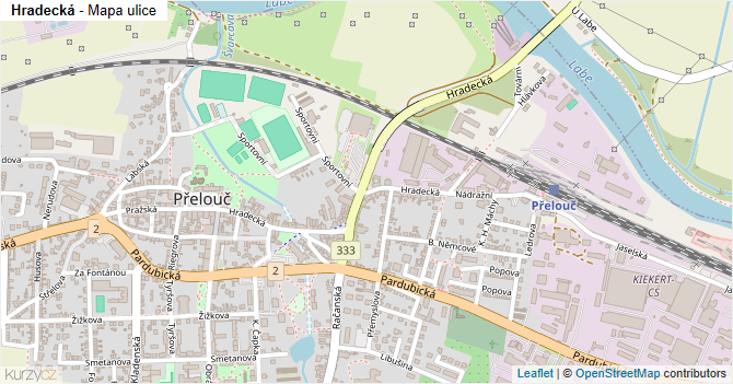 Hradecká - mapa ulice