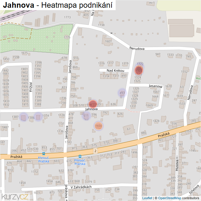 Mapa Jahnova - Firmy v ulici.