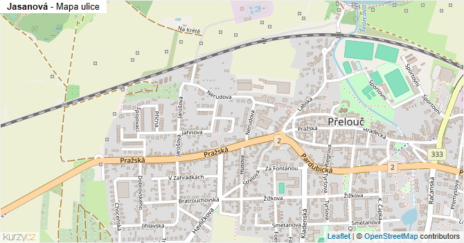Jasanová - mapa ulice