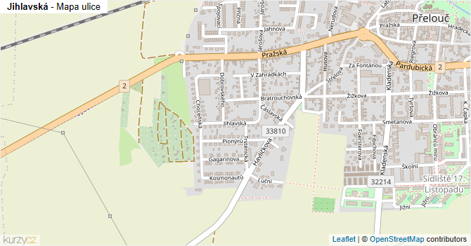 Jihlavská - mapa ulice