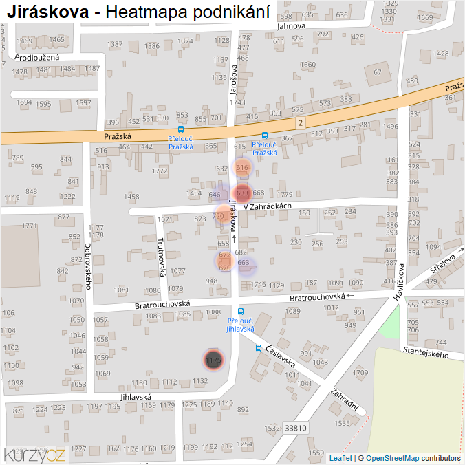 Mapa Jiráskova - Firmy v ulici.
