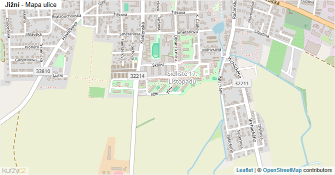 Jižní - mapa ulice