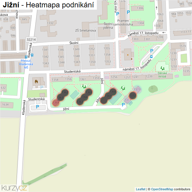 Mapa Jižní - Firmy v ulici.