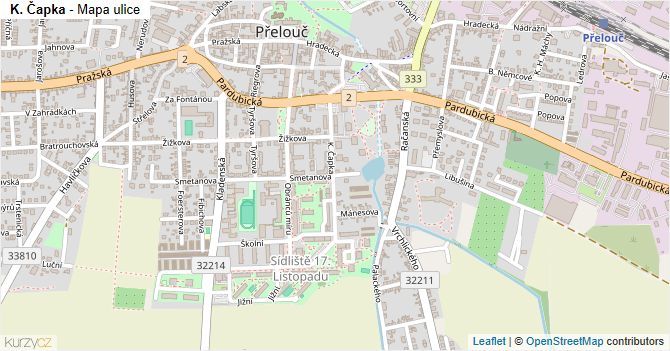 K. Čapka - mapa ulice