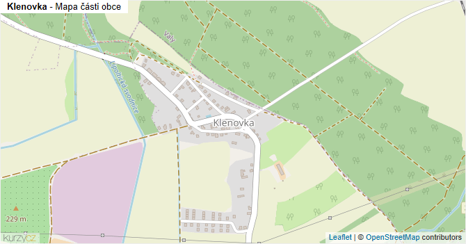Klenovka - mapa části obce