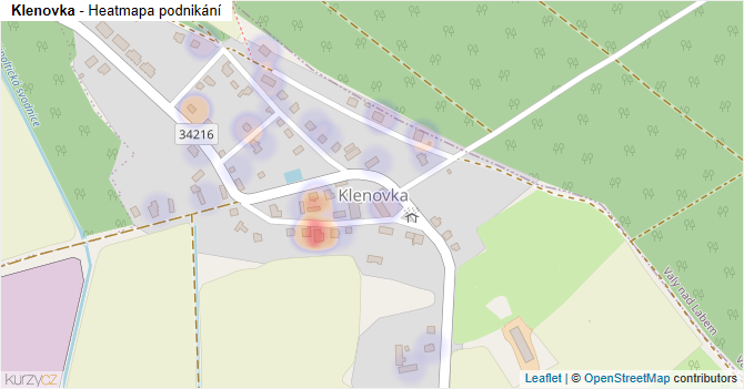 Klenovka - mapa podnikání