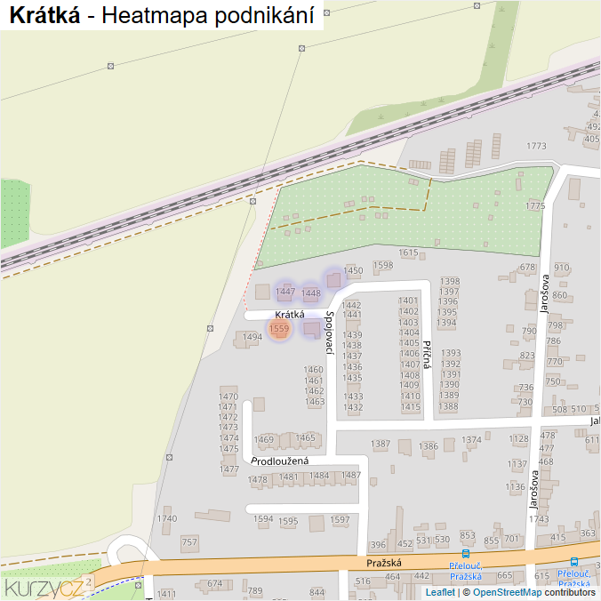 Mapa Krátká - Firmy v ulici.
