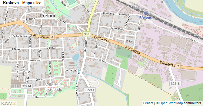 Krokova - mapa ulice