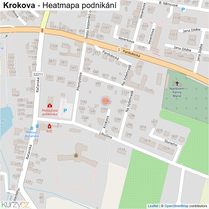Mapa Krokova - Firmy v ulici.