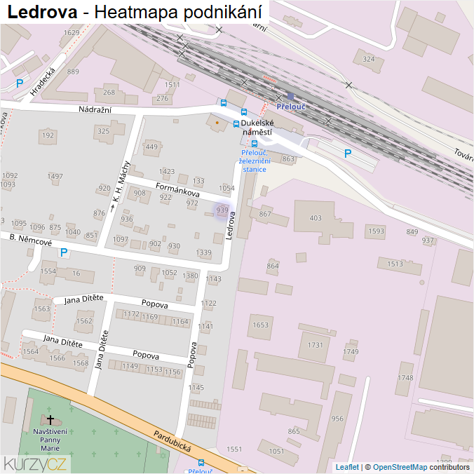 Mapa Ledrova - Firmy v ulici.