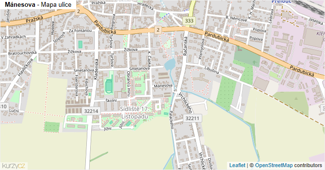 Mánesova - mapa ulice