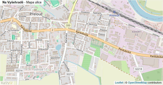 Na Vyšehradě - mapa ulice
