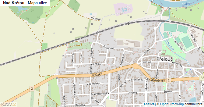 Nad Krétou - mapa ulice