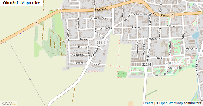 Okružní - mapa ulice