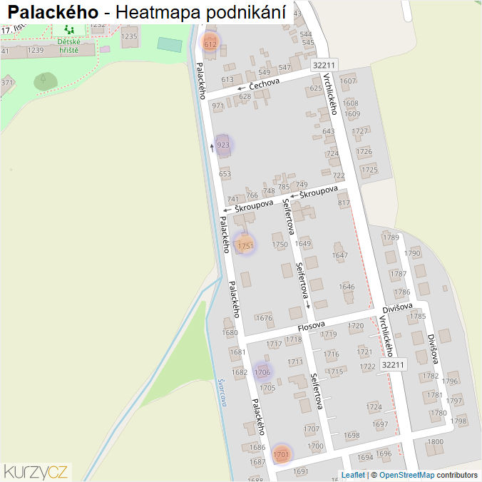 Mapa Palackého - Firmy v ulici.
