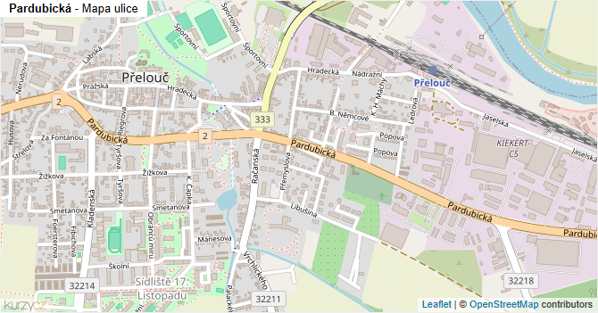 Pardubická - mapa ulice