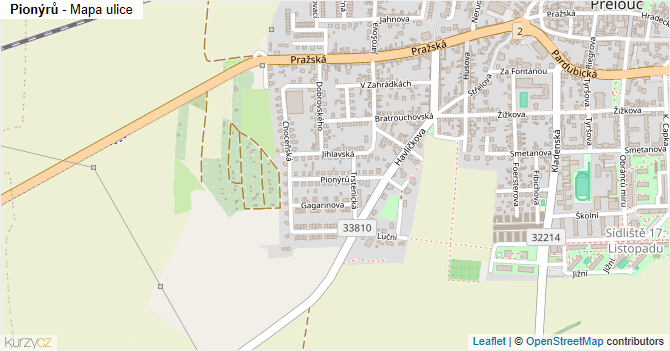 Pionýrů - mapa ulice