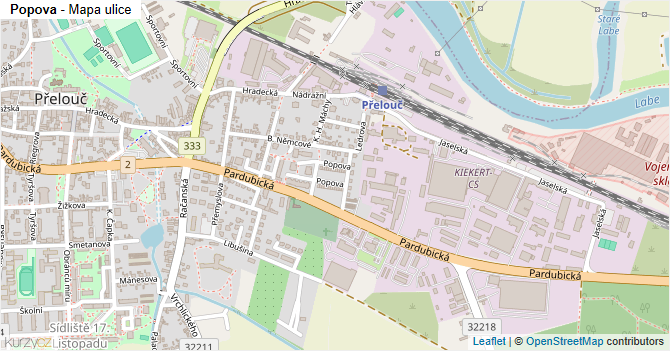 Popova - mapa ulice