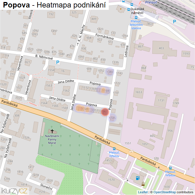 Mapa Popova - Firmy v ulici.