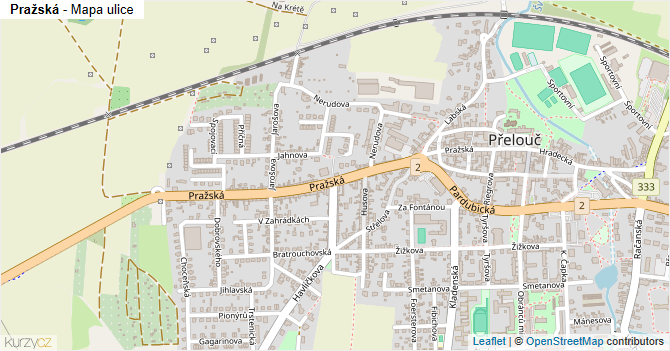 Pražská - mapa ulice