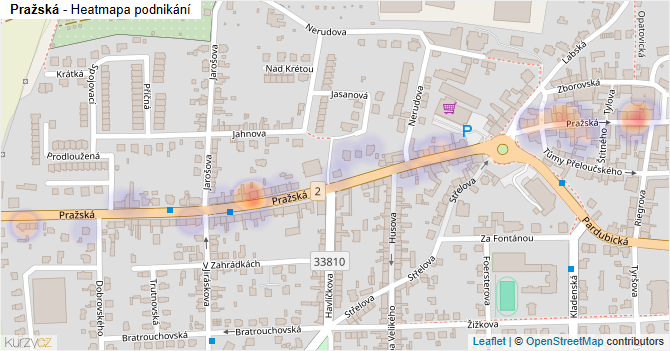 Pražská - mapa podnikání